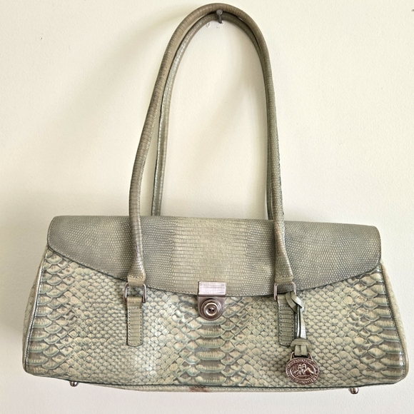 Brahmin Mint Green Embossed LeatherSatchel
